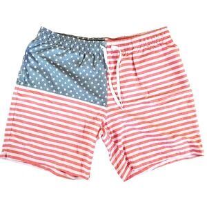 Chubbies Men's XXL 7" Inseam Swim Trunks American Flag Stars Stripes Board Faded
